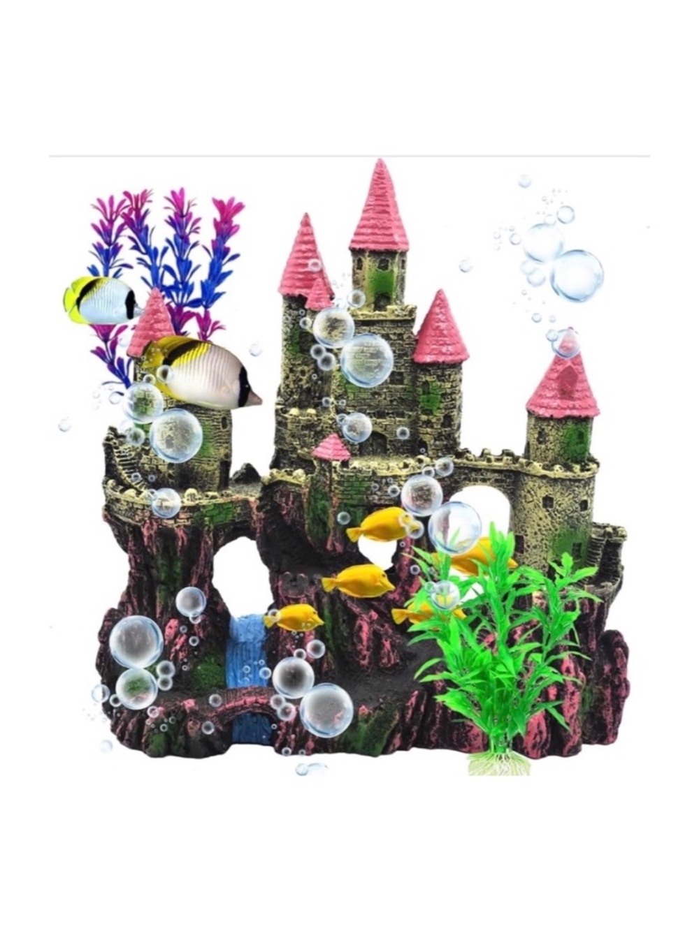 Aquarium Castle Decorations, Resin Castle for Fish Tank with Randomly Color Plan